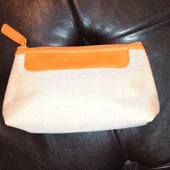 EUC Orange Estee Lauder Makeup Bag and Goodies - Picture 1 of 13